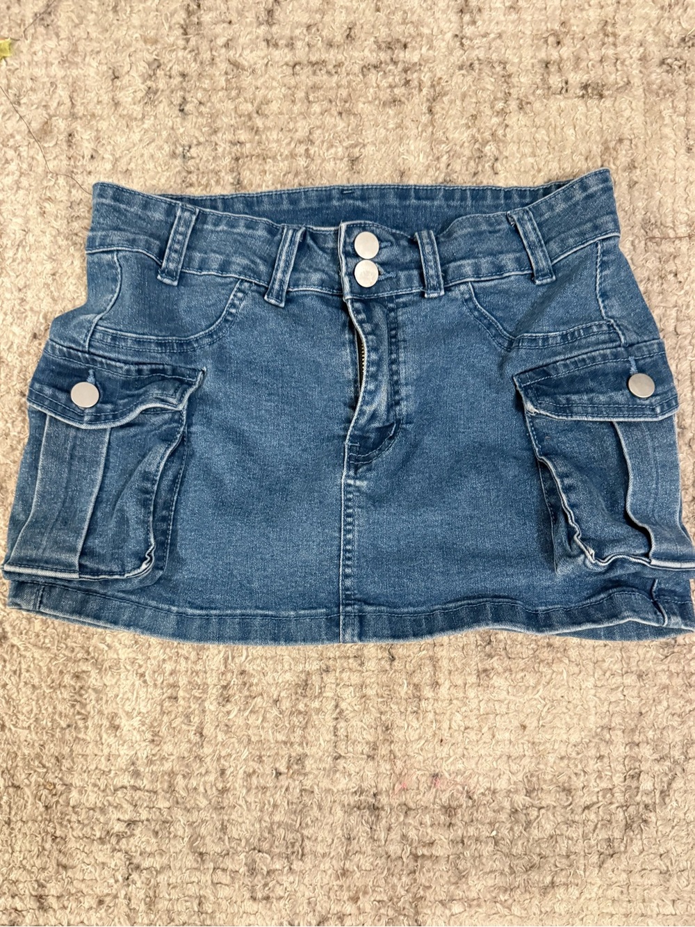 Cargo Denin Low Rise Mini Skirt